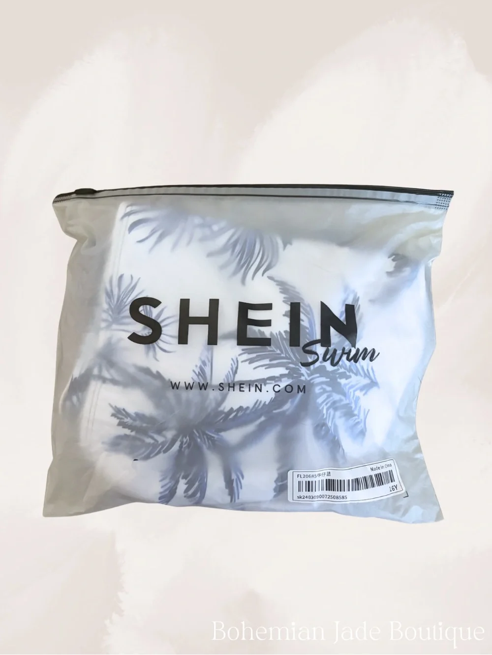 SHEIN Teen Tropical Palm Print Bikini Set Blue White 16Y NWT